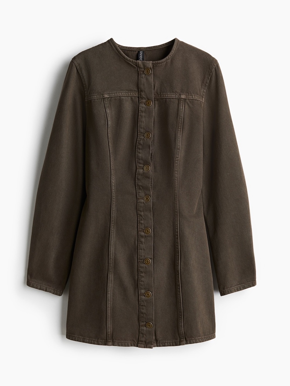 H&M Brown Denim Long Sleeve Mini Dress